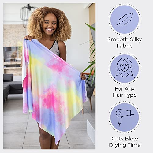Watercolor Microfiber Hair Towel Wrap for Women – Large Fast Drying Curl & Straight Hair Variant 1