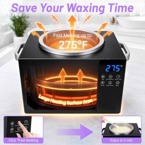 HomdMarket 1.5L Digital Wax Warmer for Hair Removal - Black (No Silicone Bowl)