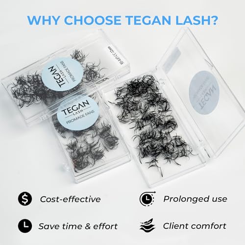 TEGAN LASH 500 Wispy Premade Fans Eyelash Extensions, Handmade Volume Lashes, From 5D-9D, 0.05/0.07 Thickness, C/CC/D Curl, 9-15mm Length, Thin Base, Soft, Long-Lasting, Easy to Apply (5D-0.07-C-11)