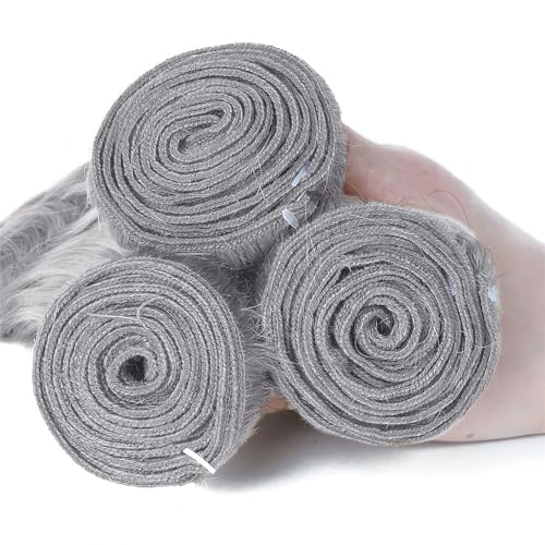 Fridnae Silver Grey Human Hair Bundles 16 18 20 Inch - Body Wave, 150g Variation