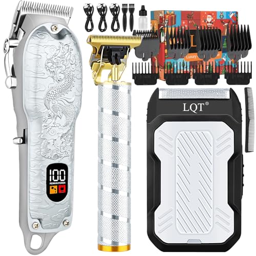 Professional Hair Clippers for Men, Cordless 3-in-1 Hair & Beard Trimmer Set, Adjustable Lever, Waterproof, Long Lasting Battery, Gift for Dad, Husband, Christmas, Birthday
