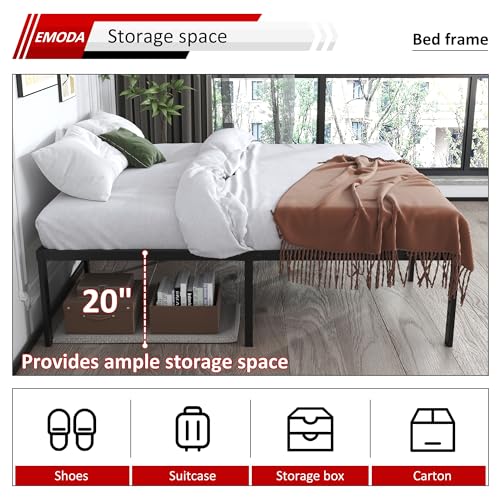 EMODA 20 Inch Tall Full Size Bed Frame with Large Storage Space - Includes Variation Full