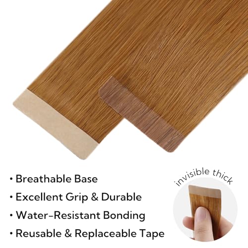 Auburn Ginger Hair Extensions Tape-In 18 Inch 10pcs Human Hair Highlight Set