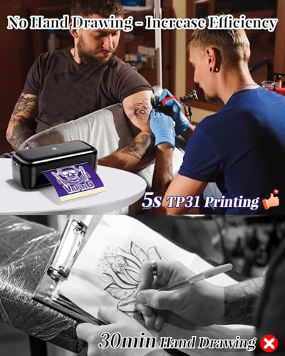 Mini Tattoo Stencil Printer Black - Portable Bluetooth Tattoo Maker TP31