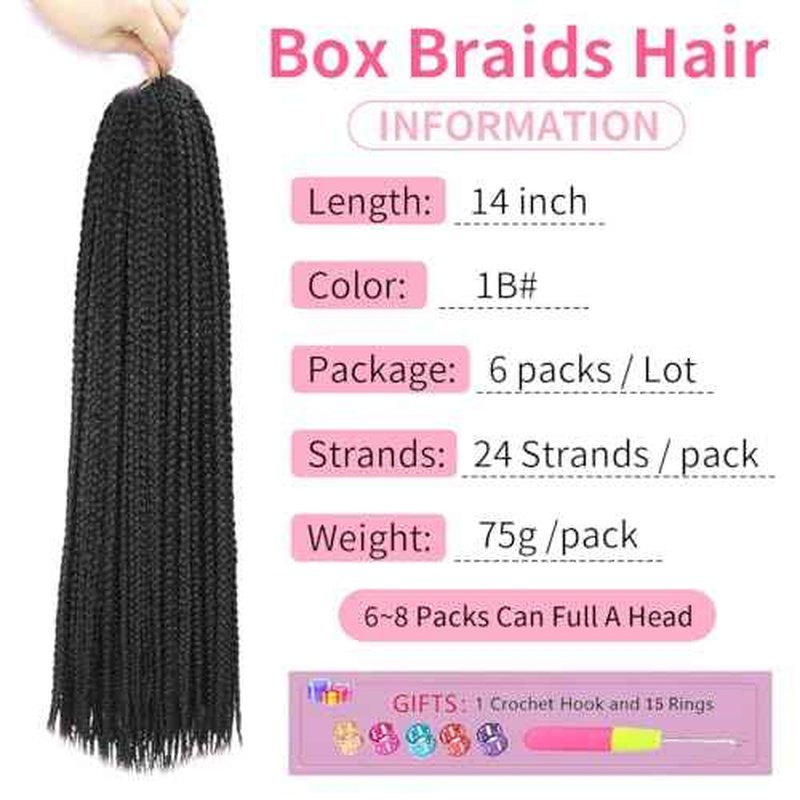 Crochet Box Braids 14 Inch 6 Packs 144 Strands Goddess Box Braids Crochet Hair Pre looped Crochet Hair for Black Women (14 Inch 1B)