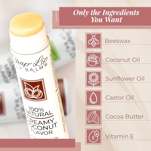 100% Natural Lip Balm Set - Hydrating and Moisturizing Beeswax Natural 4 Flavor Assortment - Lip Moisturizer for Dry Lips - Cocoa Butter - Petroleum Free Pack of 24