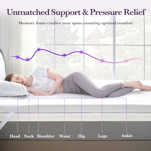 SINWEEK Queen Size 3-Inch Gel Memory Foam Mattress Topper with Cooling Cover