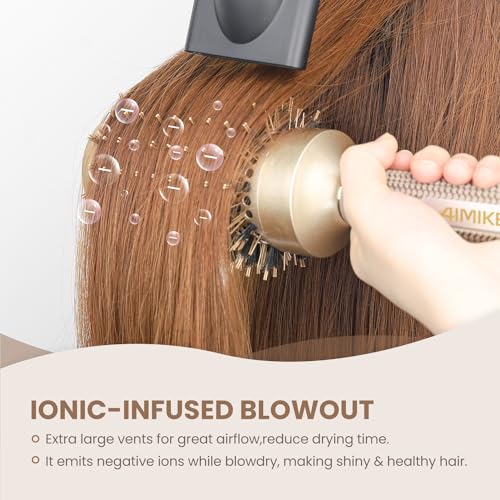Round Hair Brush Set for Blow Drying and Styling - Boar Bristle & Ceramic Coated