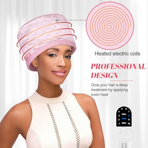 TEPENAR Pink Hair Steamer for Deep Conditioning - 10-Level Fast Heating & Home Use