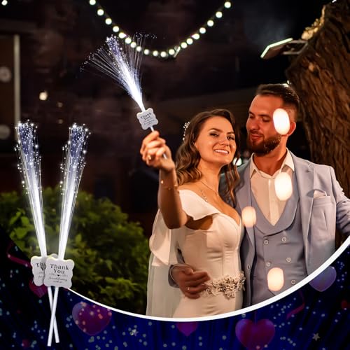 100 Pcs White LED Fiber Optic Sparklers for Weddings Birthday Party Supplies - 3 Light Modes - Variation of THIS listing