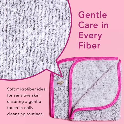 StansOut Makeup Towels - Pack of 3 Reusable Makeup Remover Cloths - Microfiber Facial Towels for Makeup Removal - Washcloths for Gentle Cleansing - Soft Towels for Face and Body Care, 12x12 in, Gray.