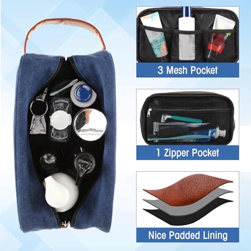Paterr 6 Pcs Men's Toiletry Bags for Traveling Wedding Groomsmen Gifts Canvas and Leather Bathroom Shaving Bag for Groomsmen Father's Day Wedding Party Favors