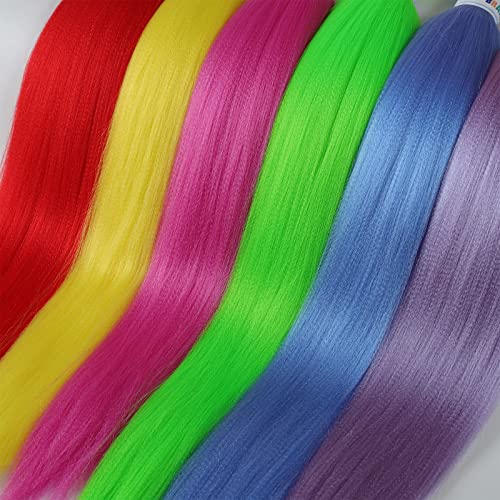 Ms Aloe Rainbow Pre Stretched Braiding Hair 26 Inch Pack of 6 - Multi Colored Knotless Extensions