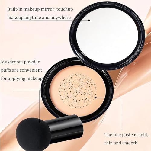 Makeup Foundation for Older Women, Moisturizing Concealer Long-Lasting Full Coverage, Mushroom Head Air Cushion CC Cream(Natural) (1 pcs)