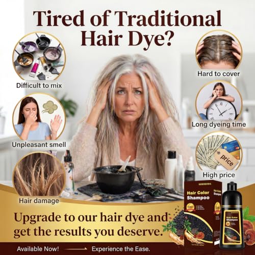 Dark Brown Hair Dye Shampoo 3 in 1 for Gray Hair - Natural Color & Nourishing