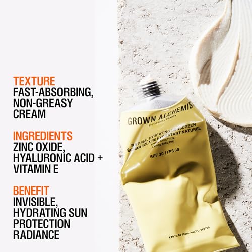 Grown Alchemist Hydrating Mineral Sunscreen SPF30, Natural Daily Moisturizing + Reef Safe, 1.69 Ounce (50 mL)