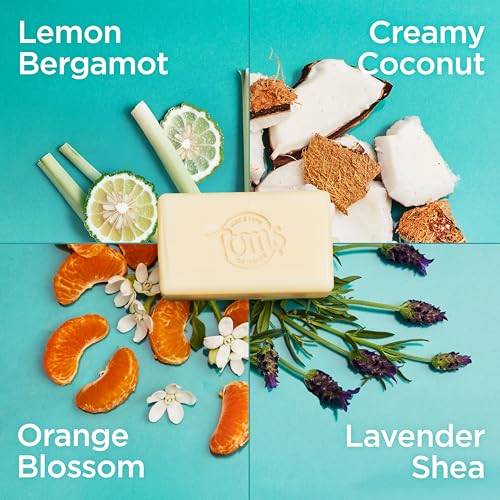 Tom¡¯s of Maine Natural Bar Soap Variety Pack, Lavender & Shea, Creamy Coconut, Orange Blossom, Lemon Bergamot, Dermatologically Tested, Paraben Free, Vegan, 4 Count
