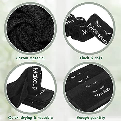 Shimeyao 13x13 Inch Black Makeup Towels Bulk Reusable Makeup Washcloths for Face Facial Remover Washcloths Absorbent Cotton Towel for Salon Spa Women Skin Care(6 Pcs,Classic)