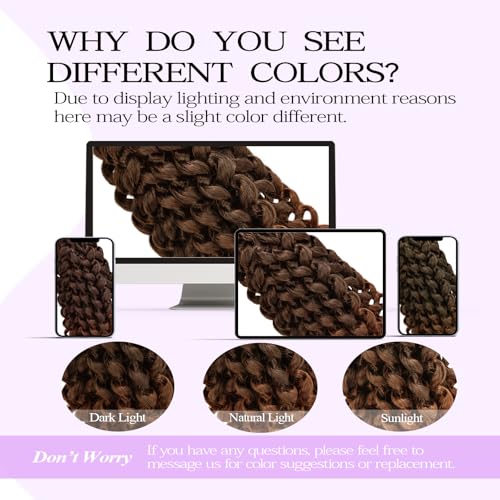 FEILIMEI T30 14 Inch GoGo Curl Crochet Hair Deep Wave Pre-Looped Synthetic Braiding Extensions - 8 Packs