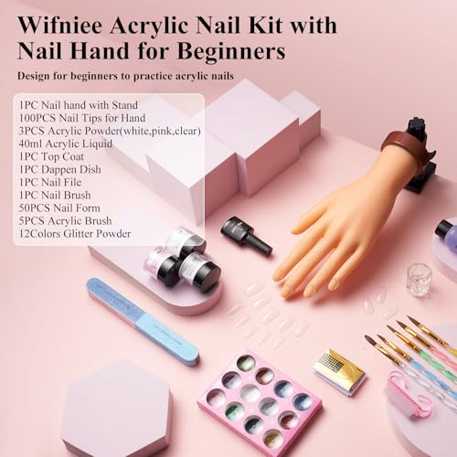 Wilfniee White Rubber Nail Practice Hand Kit for Acrylic Nails Beginners