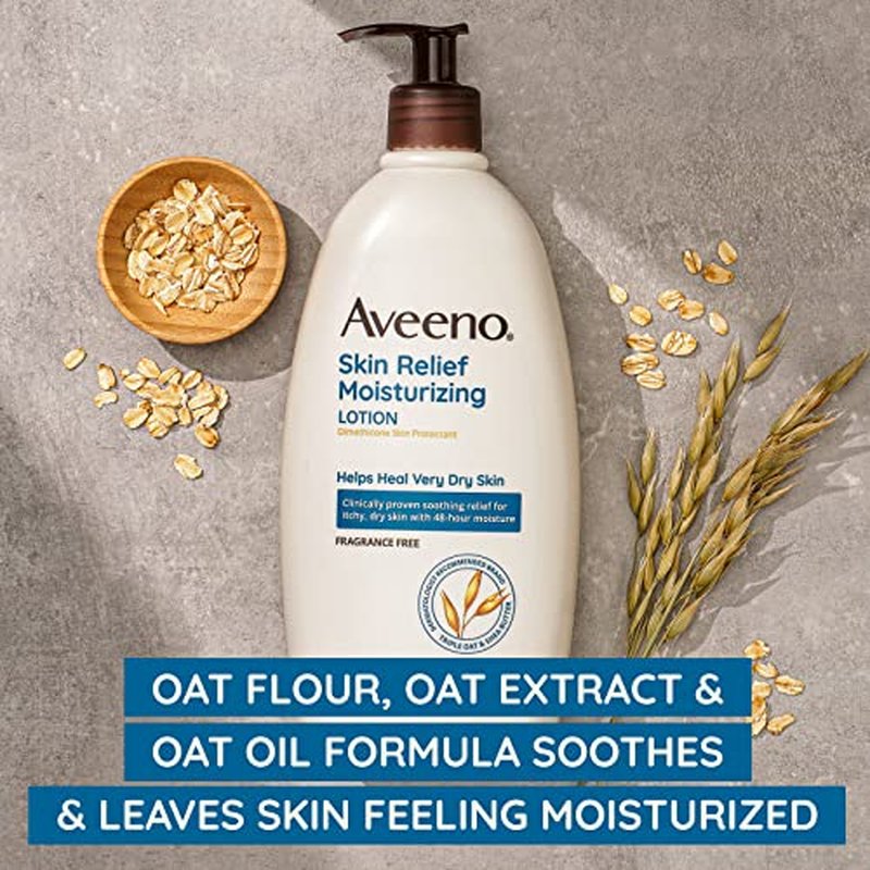 Aveeno Skin Relief Moisturizing Lotions with Triple Oat Complex for Dry Skin, 33 fl oz and 8 fl oz