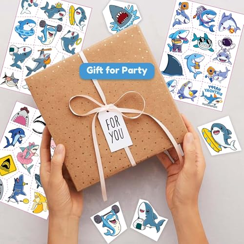 Cute Shark Temporary Tattoo for Party Supplies, 70+ PCS Pre- Cut Shark Tattoos Stickers for Birthday Parties, Shark Tattoos for Adults Party Favor, Waterproof Tattoos.