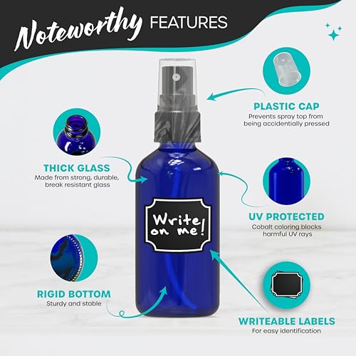 Glass Spray Bottles 4 Oz Pack of 24 - Durable Refillable Cosmetic & Essential Oil Sprays