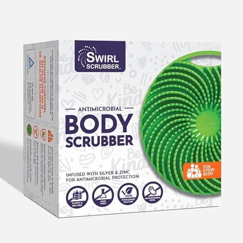 Antimicrobial Silicone Body Scrubber - Green - Shower Hanger & Deep Exfoliation