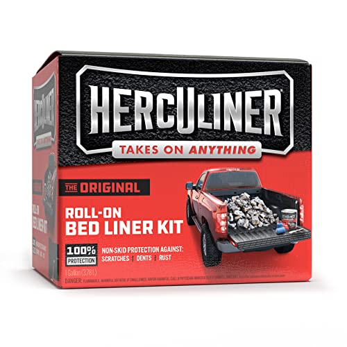 Herculiner Roll-On Bed Liner Kit - Black, 1 Gallon, DIY Truck Bed Coating, 1 Count