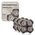 3 Pack Gold Pro Replacement Blades for Skulls Head Shavers - Compatible with Pit Bulls Series