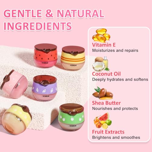12 PCS Bee Lip Balm Honey Pot, Overnight Sleeping Lip Mask with Applicator - Propolis & Fruit Extract Moisturizing Lip Care for Dry Cracked Lips, Cute Makeup Gift for Women & Girls