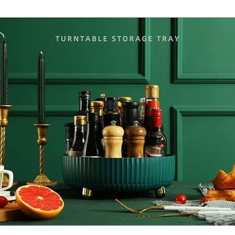 360¡ÆRotating Organizer,Lazy Cosmetic Perfume Storage Organizer,Large-Capacity Round Display Box,Suitable for Bathroom Countertops,Dressers (Peacock Green)