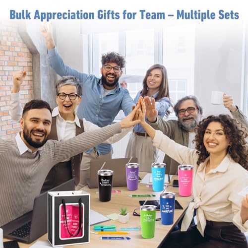 12-Piece Employee Appreciation Gift Set - 20oz Insulated Stainless Steel Tumblers with Lids & Straws