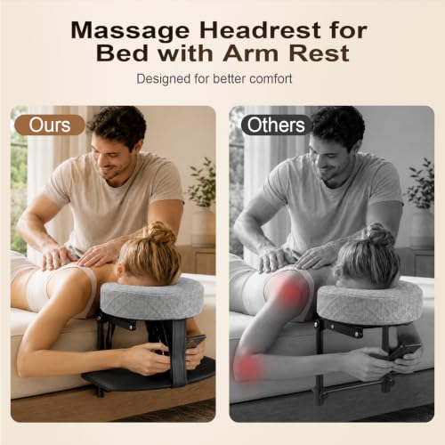 Grey Adjustable Bed Massage Headrest with Arm Rest & Face Pillow for Home Relaxation