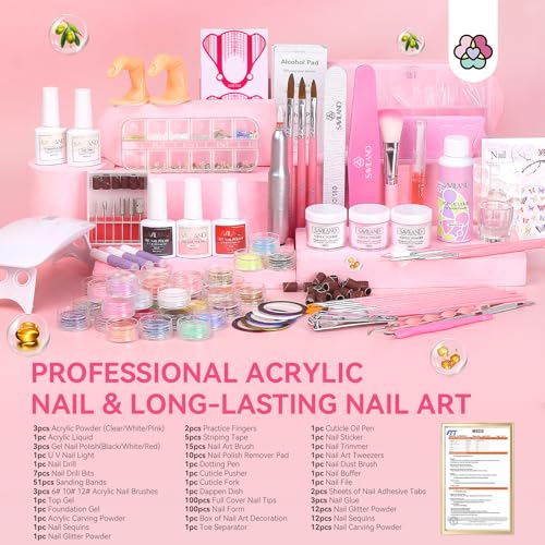 SAVILAND Acrylic Nail Kit with Drill with 2024 Nail Primer No Lift