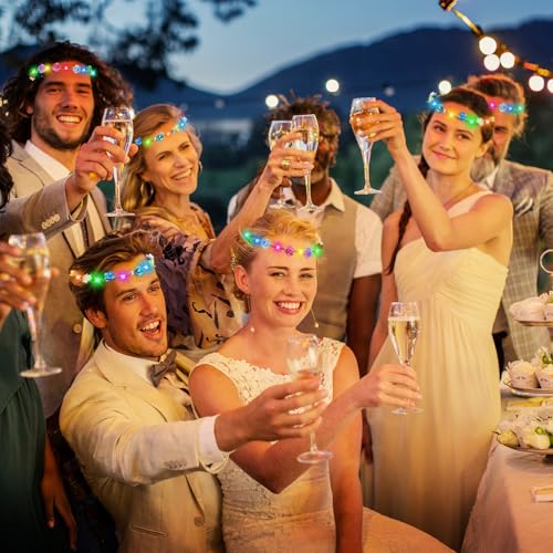 100 PCS Light Up Flower Crowns for Women - LED Floral Headbands for Weddings, Parties & Celebrations