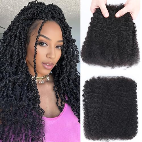 Afro Kinkys Bulk Human Hair for Braiding & Twist - 18 Inch Black - No Weft