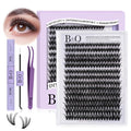 DIY Lash Extension Kit 280pcs Individual Lashes Cluster D Curl Eyelash Extension Kit Lash Clusters with Lash Bond and Seal and Lash Applicator Tool for Self Application (KIT,50D-D-9-16MIX)