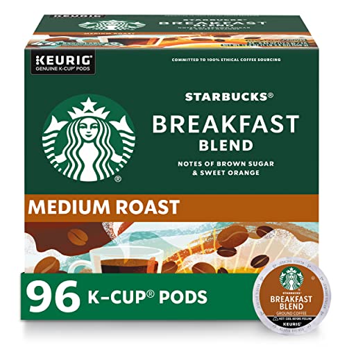 Starbucks Breakfast Blend K-Cup Coffee Pods - 24 Count (Pack of 4) - Medium Roast, Hot or Iced Coffee