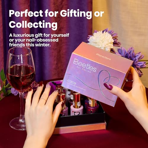 Beetles Purple Gel Nail Polish J - Cassis Night, 15ml HEMA-Free Glitter
