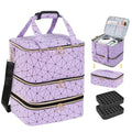 3-Layer Nail Polish Organizer Bag, Holds 84 Bottles and Lamp, Waterproof PU Leather Case with Reinforced Golden Zippers, Portable Nail Tech Travel Bag for Manicure Supplies