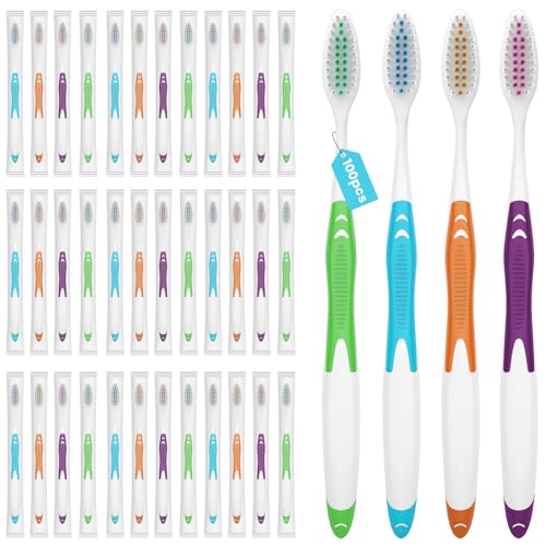 Blue Disposable Toothbrushes Bulk Pack 100pcs for Adults & Kids - Hygienic & Portable