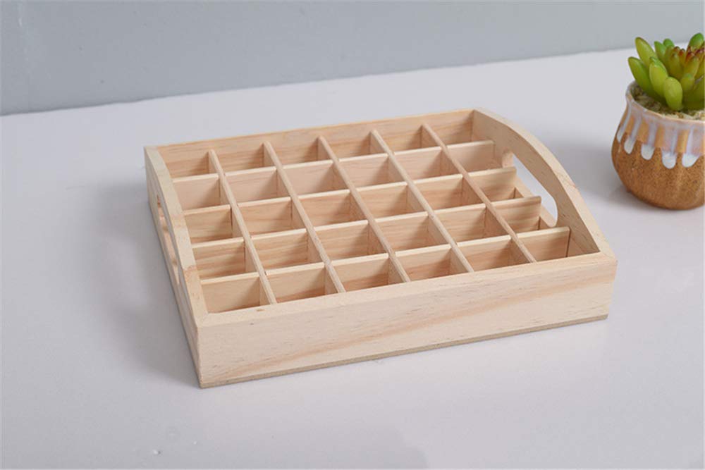 VolksRose 30-Slot Wooden Storage Box - Fits 5-15 ml Bottles, Travel & Presentation Storage, Nail Polish & Perfume Collection