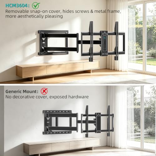 Corner TV Wall Mount 32-80 Inch Full Motion Long Arm Bracket - 90° Corner Design