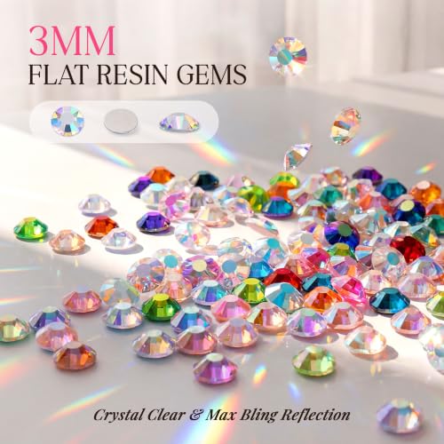 Homsoil 54 Colors 3mm Resin Rhinestones Bedazzling Craft Kit with Glue & Tools