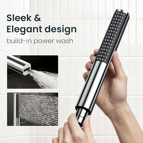 Veken 10-Inch Luxurious Rain Shower Head with Handheld & Extension Arm - Chrome - Mainstream Pick