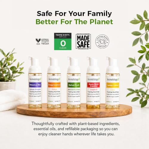 Mini Foaming Hand Soap 5 Pack - Organic, TSA-Friendly Travel Size - 5 Scents