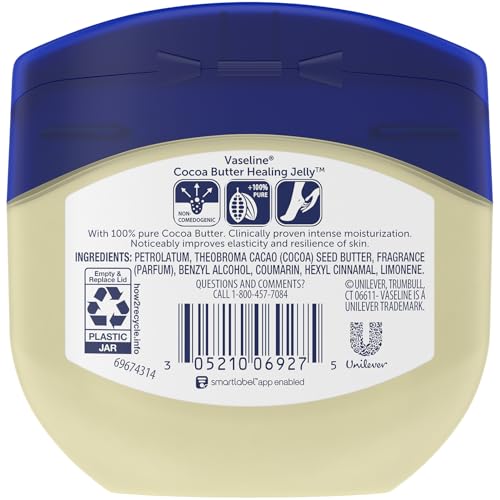 Vaseline Cocoa Butter Healing Jelly 4-Pack - Skin Protectant for Sensitive, Dry Skin