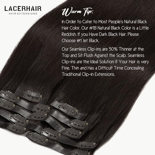 Darkest Brown 16 Inch Seamless Clip-In Human Hair Extensions - 110g