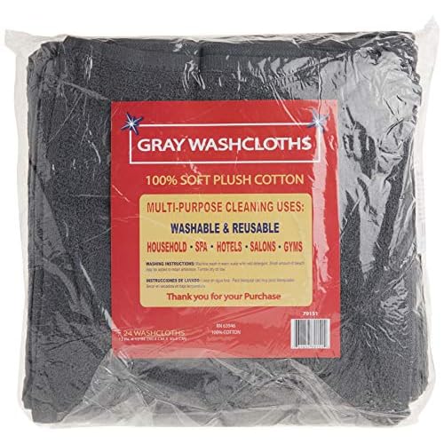 Simpli-Magic Towels, 12¡±x12¡± Washcloths, Gray 24 Count